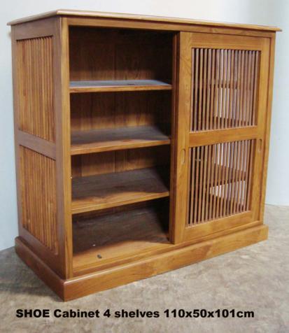 Shoe Cabinet 110x50x101 Sliding Slat Door Sept 09 Baliette Home Furnishings Bali Teak Furniture Indonesia